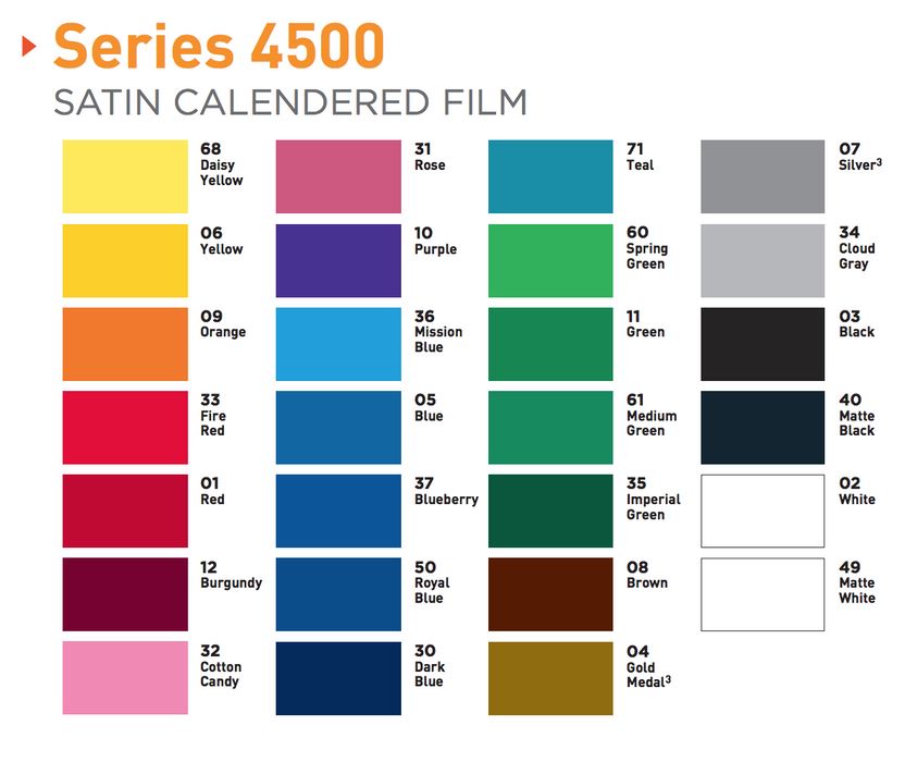 Arlon Series 4500 Colored Vinyl, Satin, 3mil