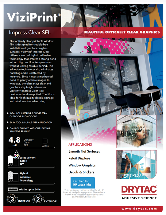 Drytac ViziPrint Impress Clear optically clear PET film