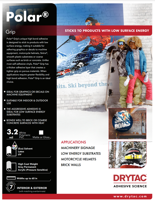 Drytac Polar Grip Premium Vinyl for Low Energy Surface, Concret Wall, 3.2mil, 7 years